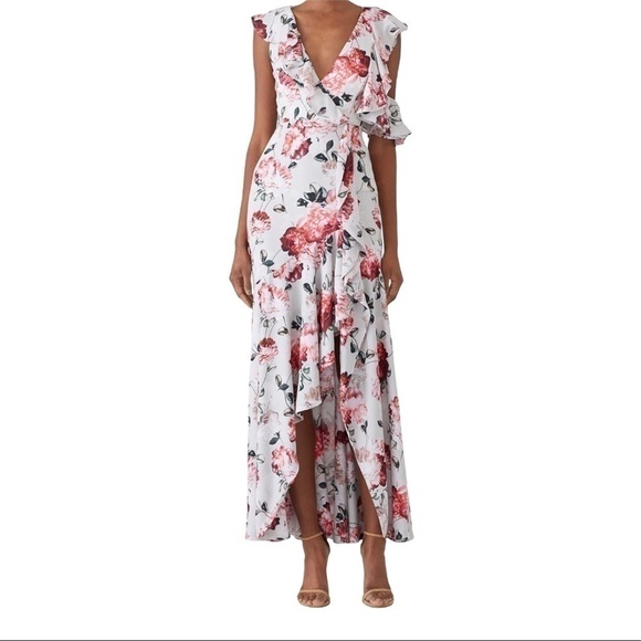 ♥️fame and Partners♥️ Hilo Ruffle V-Neck Dress - Floral size-4 - Picture 2 of 8